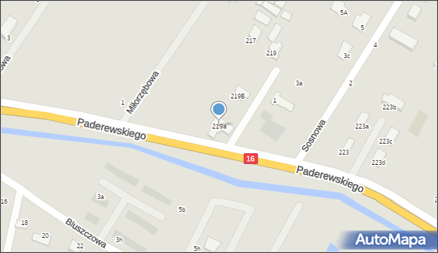 Grudziądz, Paderewskiego Ignacego Jana, 219a, mapa Grudziądza