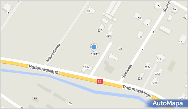 Grudziądz, Paderewskiego Ignacego Jana, 219B, mapa Grudziądza