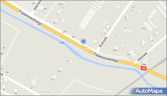 Grudziądz, Paderewskiego Ignacego Jana, 243, mapa Grudziądza