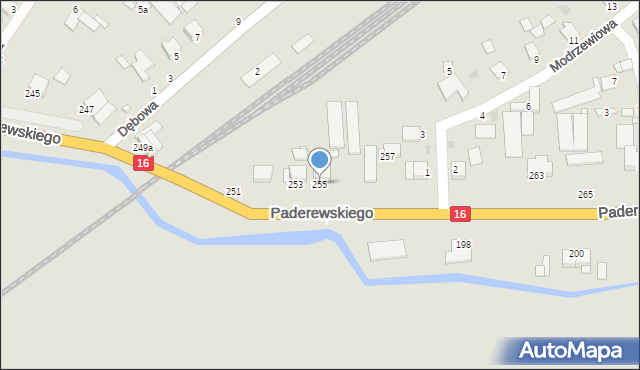 Grudziądz, Paderewskiego Ignacego Jana, 255, mapa Grudziądza