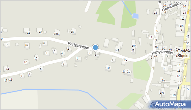 Gryfów Śląski, Partyzantów, 4, mapa Gryfów Śląski