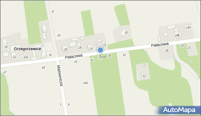 Grzegorzewice, Pałacowa, 37, mapa Grzegorzewice