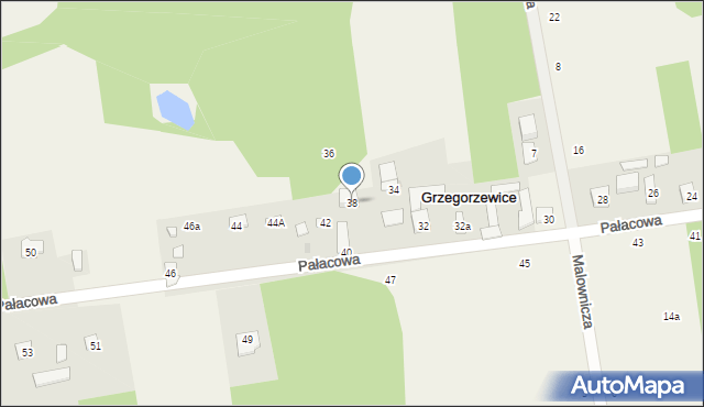 Grzegorzewice, Pałacowa, 38, mapa Grzegorzewice