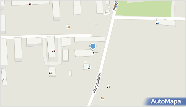 Gubin, Partyzantów, 19, mapa Gubin