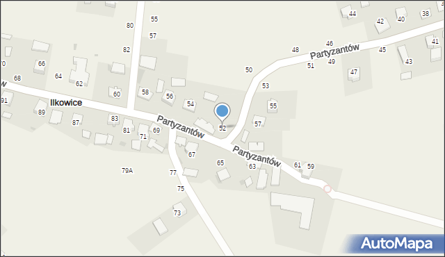 Ilkowice, Partyzantów, 52, mapa Ilkowice