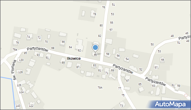 Ilkowice, Partyzantów, 60, mapa Ilkowice