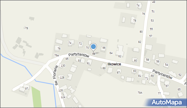 Ilkowice, Partyzantów, 68, mapa Ilkowice