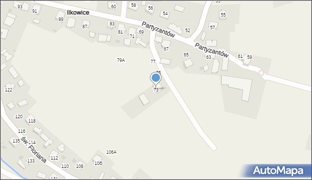 Ilkowice, Partyzantów, 73, mapa Ilkowice