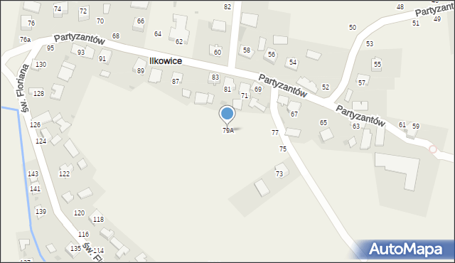 Ilkowice, Partyzantów, 79A, mapa Ilkowice