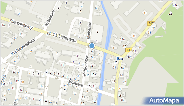 Iłża, Partyzantów, 3, mapa Iłża