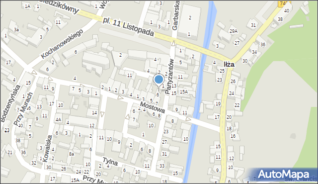Iłża, Partyzantów, 4, mapa Iłża