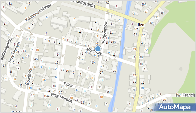 Iłża, Partyzantów, 8, mapa Iłża