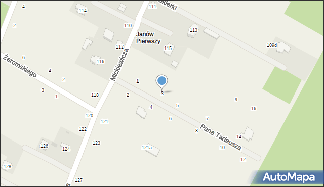 Janów, Pana Tadeusza, 3, mapa Janów