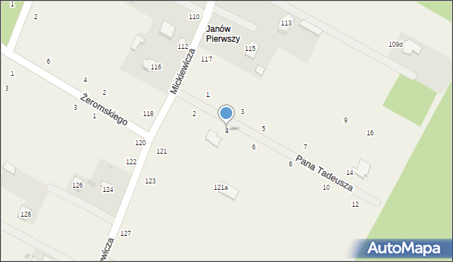 Janów, Pana Tadeusza, 4, mapa Janów