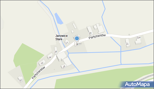 Janowice Wielkie, Partyzantów, 18, mapa Janowice Wielkie