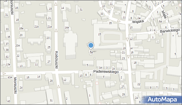 Jarocin, Paderewskiego Ignacego Jana, 5a, mapa Jarocin