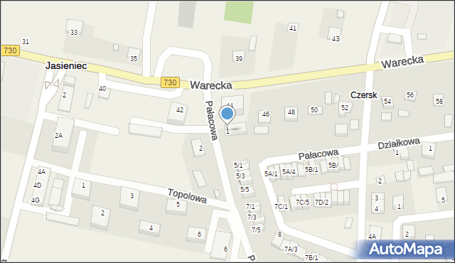 Jasieniec, Pałacowa, 1, mapa Jasieniec