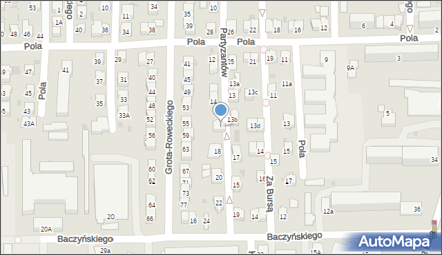 Jasło, Partyzantów, 16, mapa Jasła