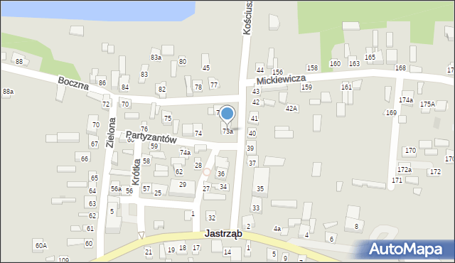 Jastrząb, Partyzantów, 73a, mapa Jastrząb