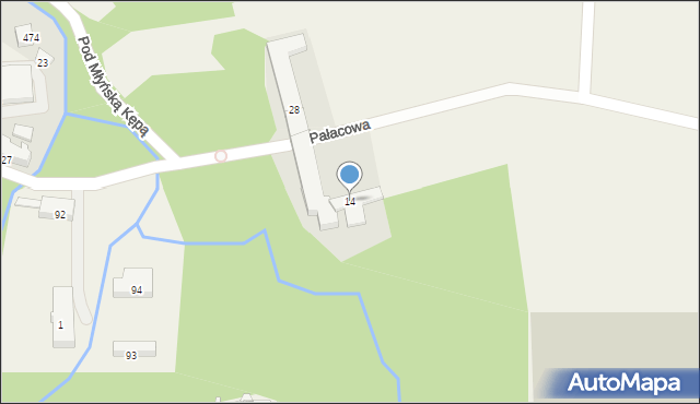 Jaworze, Pałacowa, 14, mapa Jaworze