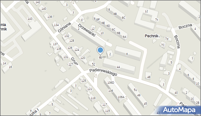 Jaworzno, Paderewskiego Ignacego Jana, 50, mapa Jaworzno