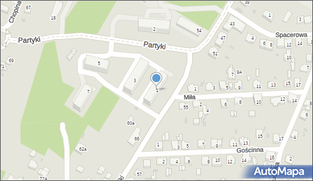 Jaworzno, Partyki Henryka, 1, mapa Jaworzno