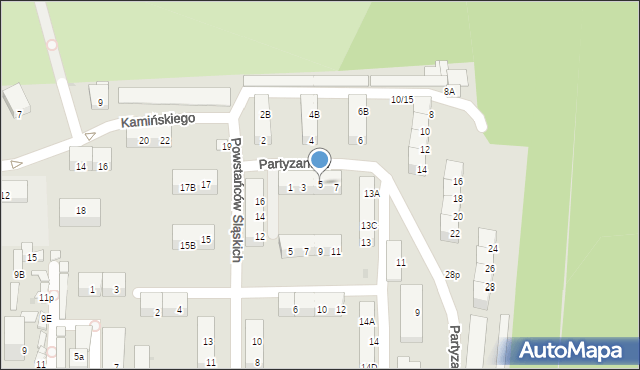 Jaworzno, Partyzantów, 5, mapa Jaworzno