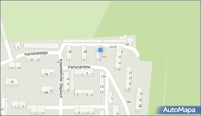 Jaworzno, Partyzantów, 6A, mapa Jaworzno