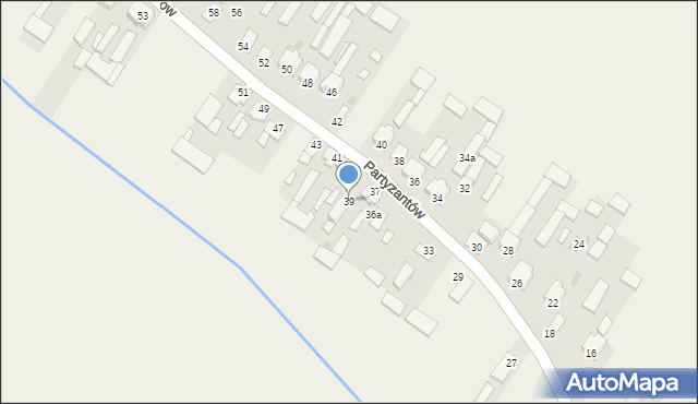 Jedlanka, Partyzantów, 39, mapa Jedlanka