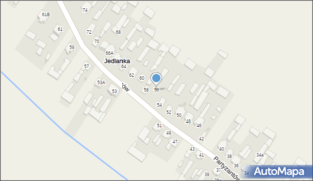 Jedlanka, Partyzantów, 56, mapa Jedlanka