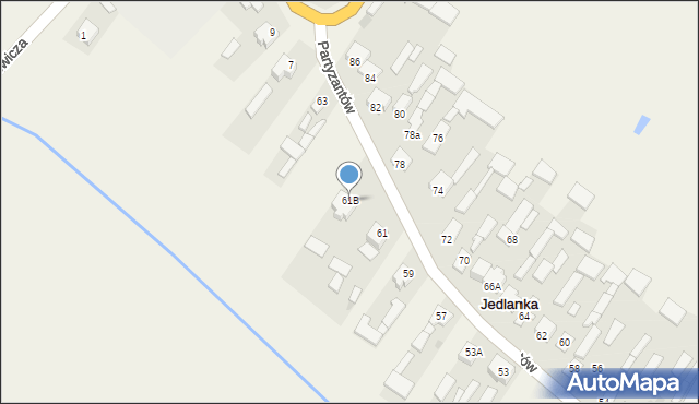 Jedlanka, Partyzantów, 61B, mapa Jedlanka