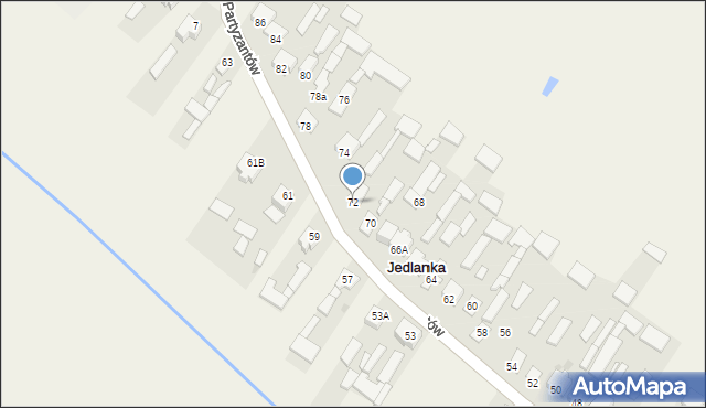 Jedlanka, Partyzantów, 72, mapa Jedlanka