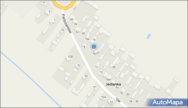 Jedlanka, Partyzantów, 74, mapa Jedlanka