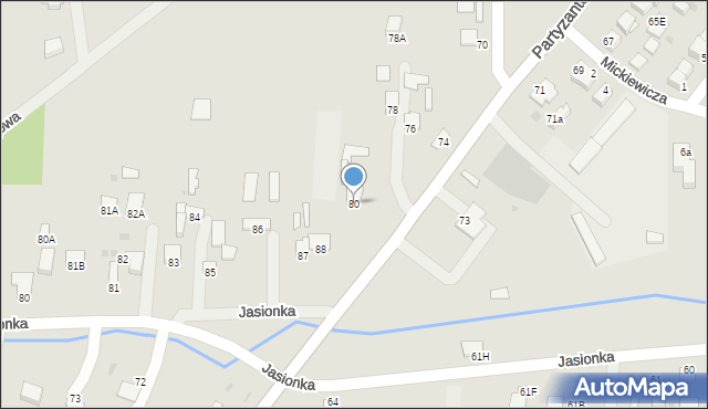 Jędrzejów, Partyzantów, 80, mapa Jędrzejów