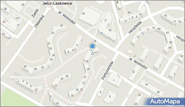 Jelcz-Laskowice, Partyzantów, 12, mapa Jelcz-Laskowice