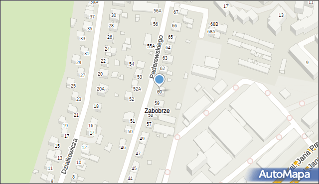 Jelenia Góra, Paderewskiego Ignacego Jana, 60, mapa Jelenia Góra