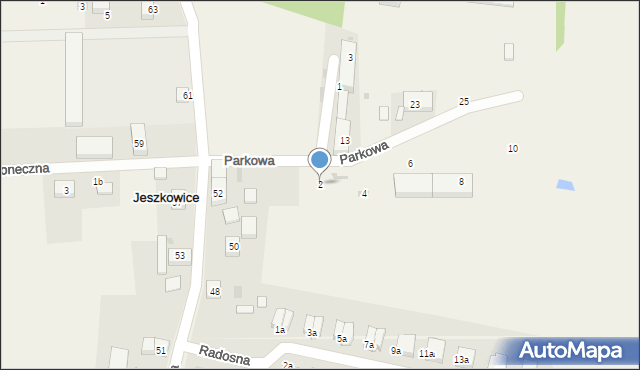 Jeszkowice, Parkowa, 2, mapa Jeszkowice