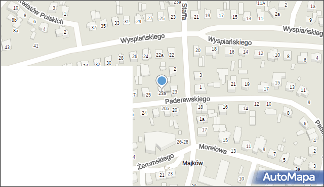 Kalisz, Paderewskiego Ignacego Jana, 23a, mapa Kalisza