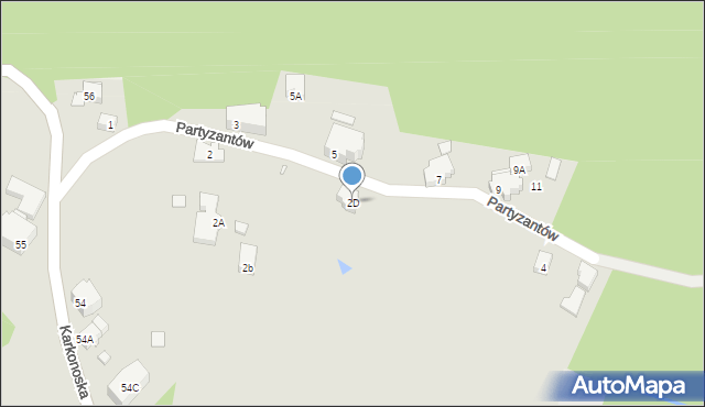 Karpacz, Partyzantów, 2D, mapa Karpacz