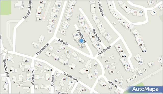 Katowice, Patalonga Teofila, 1b, mapa Katowic