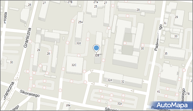 Katowice, Paderewskiego Ignacego Jana, 32B, mapa Katowic