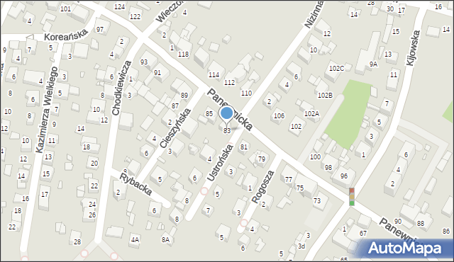 Katowice, Panewnicka, 83, mapa Katowic
