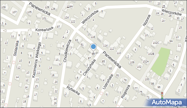 Katowice, Panewnicka, 89, mapa Katowic
