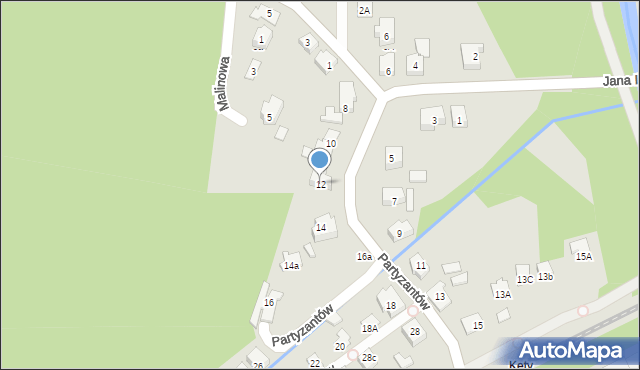 Kęty, Partyzantów, 12, mapa Kęty