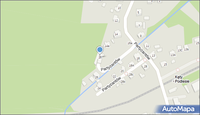 Kęty, Partyzantów, 16, mapa Kęty