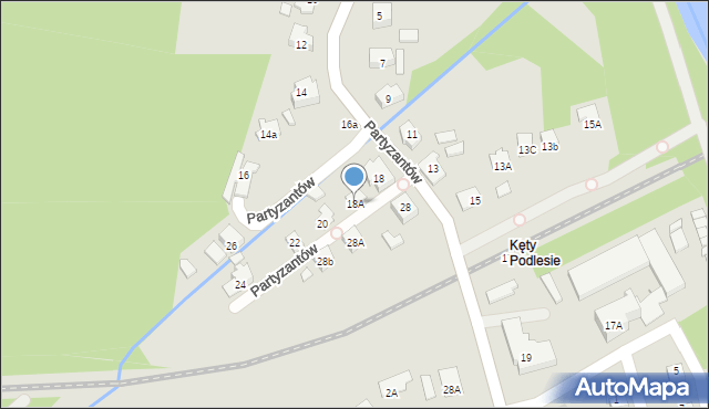 Kęty, Partyzantów, 18A, mapa Kęty