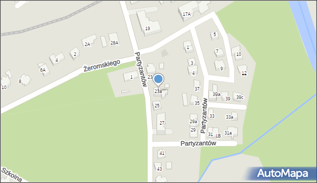 Kęty, Partyzantów, 23a, mapa Kęty