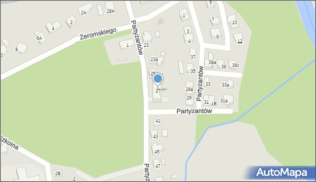 Kęty, Partyzantów, 27, mapa Kęty