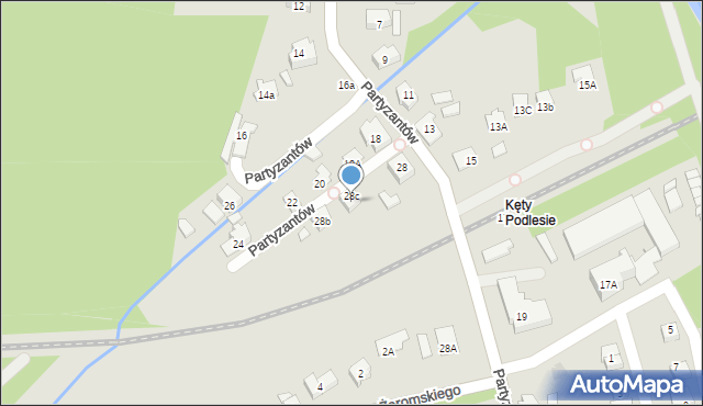 Kęty, Partyzantów, 28A, mapa Kęty