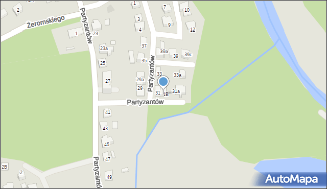 Kęty, Partyzantów, 31B, mapa Kęty